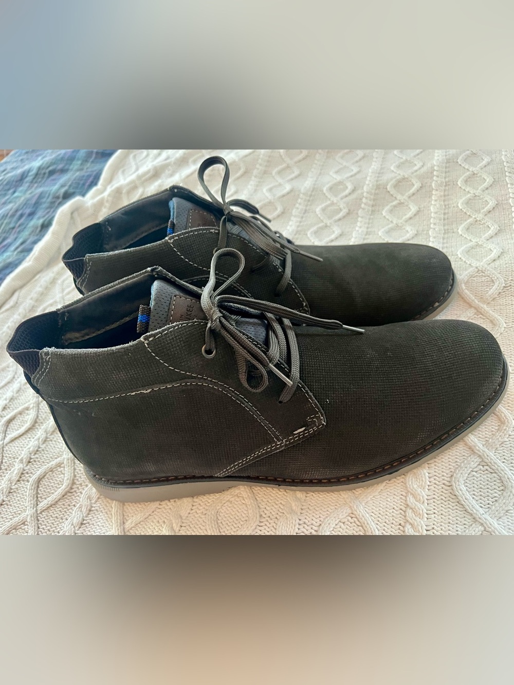 New! Nunn Bush Leather Non-Marking Lace up Ankle Boots Dark Gray Size 13
